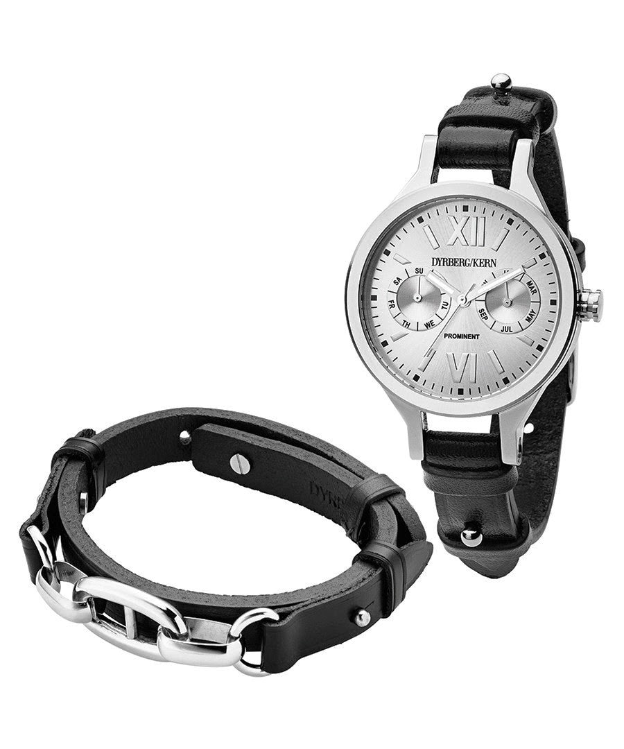 Dyrberg Kern: 2pc Prominent Leather Watch & Bracelet
