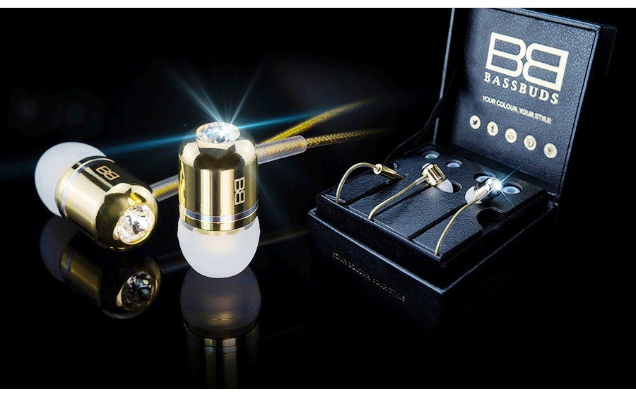 Bassbuds: 24ct Gold & Crystal in-ear headphones