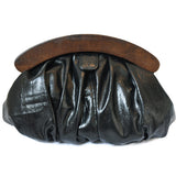Olga Berg Gathered Leather Clutch Bag