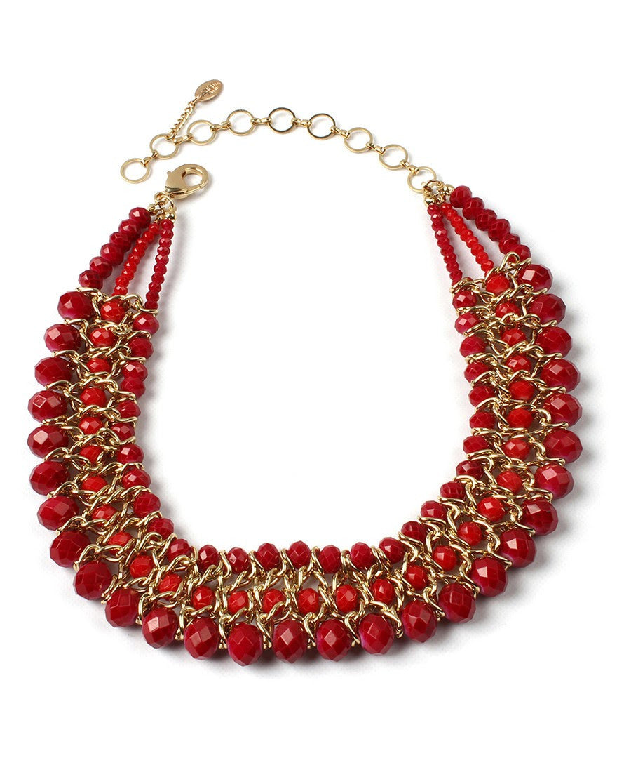 Amrita Singh: Cleo Red Multi-Strand Beaded Necklace